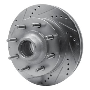 Ford Excursion Brake Rotor (1) - Front Left - R1 Concepts - Drilled & Slotted - Silver - `99-`02